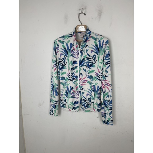 Tommy Bahama Women's L Tennis Full Zip Jacket Tropical Print Athletic - Picture 2 of 11